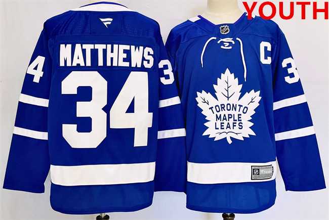 Youth Toronto Maple Leafs #34 Auston Matthews Blue 2024-25 Stitched Jersey->->NHL Jersey